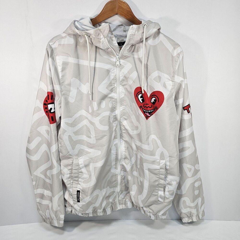 White Members Only Keith Haring Tokyo Pop Windbreaker Jacket Adult Size S Small